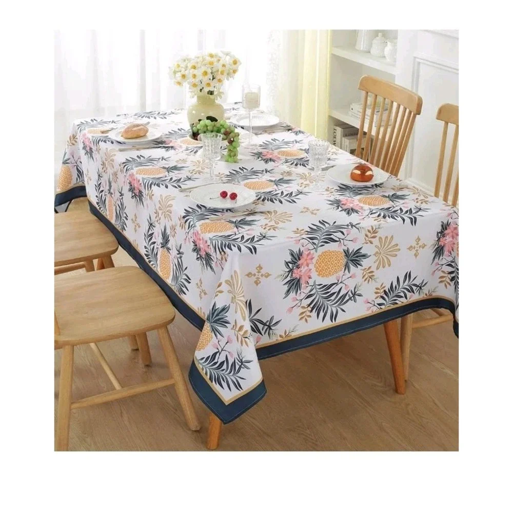 60in X‎ 102  Cloth Pineapples And Flowers  Floral Tablecloth Hawaiian Summer....